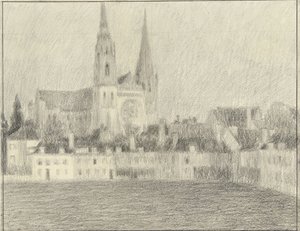 Gezicht op Chartres door Henri Eugene Le Sidaner