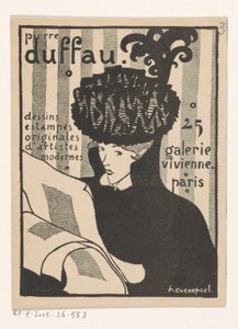 Visitekaartje van kunsthandelaar Pierre Duffau te Parijs door Henri Evenepoel