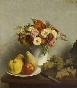 Bloemen en fruit door Henri Fantin-Latour