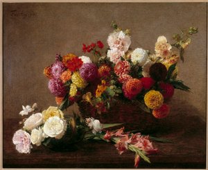 Hier zijn bloemen van midzomer door Ignace Henri Jean Fantin Latour