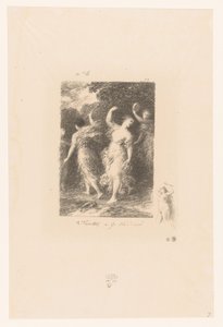 Bacchanten dansen en maken muziek door Ignace Henri Jean Fantin Latour