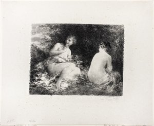 Badende vrouwen, tweede medium plaat door Ignace Henri Jean Fantin Latour