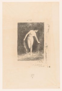 Diana ontkleedt zich om te baden door Ignace Henri Jean Fantin Latour