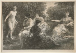Vijf Nimfen door Ignace Henri Jean Fantin Latour