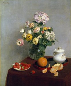 Bloemen en fruit