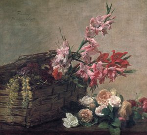 Gladiolen en rozen