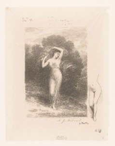 Jonge vrouw met sjaal door Ignace Henri Jean Fantin Latour