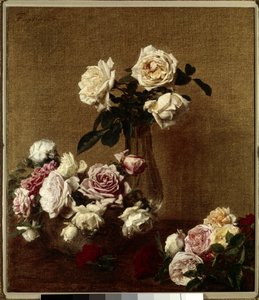 Les roses door Ignace Henri Jean Fantin Latour