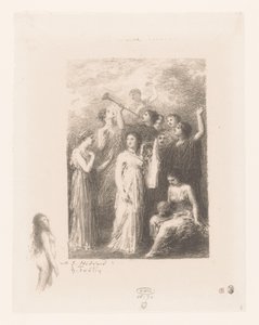 Negen muzen van de Olympus door Ignace Henri Jean Fantin Latour