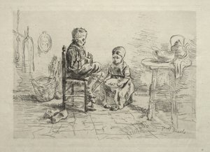 Aardappelen schillen door Ignace Henri Jean Fantin Latour