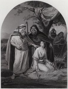 Boaz en Ruth (gravure) door Henri Frederic (after) Schopin