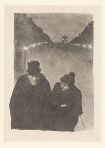 Man en vrouw bij avond op straat