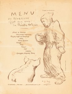 Menu van het Oudejaarsdiner aangeboden aan de vrienden van het Théâtre Antoine