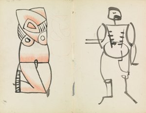 Hurkende vrouw en staande man door Henri Gaudier Brzeska