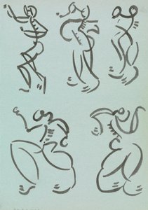 Vijf Studies van Dansende Figuren door Henri Gaudier Brzeska