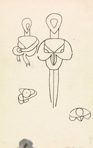 Vier studies voor twee figuurontwerpen door Henri Gaudier Brzeska
