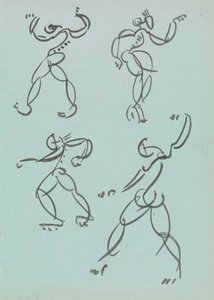Vier Studies van Dansende Figuren door Henri Gaudier Brzeska