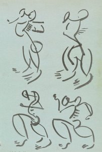 Vier studies van dansende figuren door Henri Gaudier Brzeska