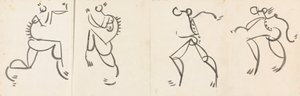 Fries van vier dansende figuren door Henri Gaudier Brzeska