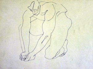 Mannelijke naakt knielend I door Henri Gaudier Brzeska