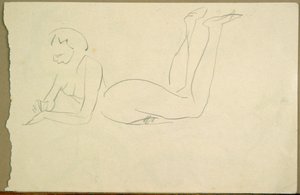 Naakt Meisje Liggend op de Vloer door Henri Gaudier Brzeska