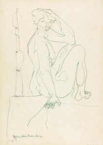 Zittende vrouwelijke figuur