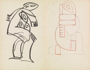 Studie van een vrouwelijke figuur, abstracte figuurstudie