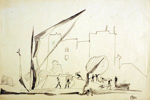 Thames Schuit bij London Docks door Henri Gaudier Brzeska