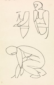 Drie figuurstudies door Henri Gaudier Brzeska