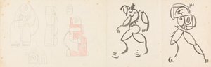 Twee dansende figuren en vijf studies voor een moeder en kind groep door Henri Gaudier Brzeska