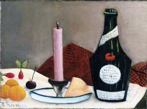 Nature morte a la bougie rose (Stilleven - de roze kaars) Schilderij van Henri Rousseau genaamd de Douanier (1844-1910) 1909 The Phillips Collection, Washington, D.C.
