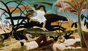 De oorlog of de rit van de tweedracht. Schilderij door Henri Rousseau, genaamd le Douanier Rousseau