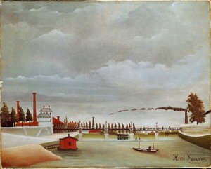 De oevers van de Seine door Henri J.F. Rousseau