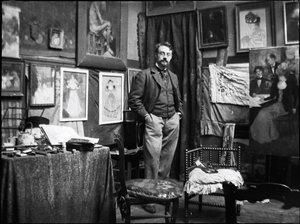 Henri Matisse in het atelier van Henri Evenepoel, 1897 door Henri Jacques Edouard Evenepoel