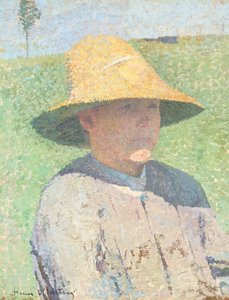 Portret van een jonge jongen met een strohoed 1890 door Henri Jean Guillaume Martin