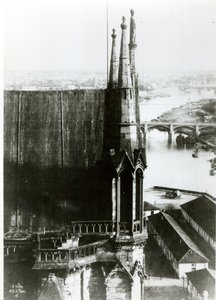 Uitzicht op de Kathedraal van Notre-Dame in Parijs en de Rivier de Seine, ca. 1853