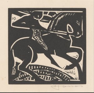 Ruiter op een paard door Henri Jonas (signed by artist)