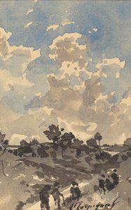 Een Landschap met Figuren die Langs een Pad Lopen