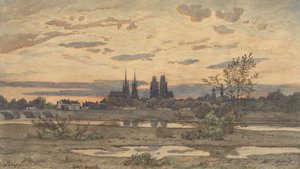Een Zicht op Moulins door Henri Joseph Harpignies