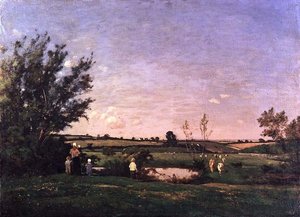 Omgeving van St. Pierre, Yonne door Henri Joseph Harpignies
