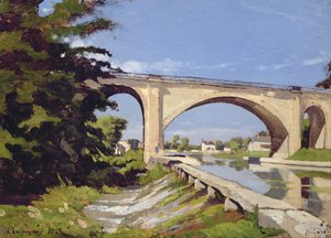 Le Pont Canal à Briare, 1888 door Henri Joseph Harpignies