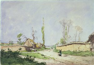 Een dorpsweg, Oiseme, 1888