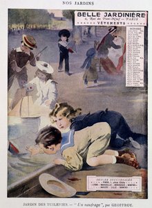 Kinderen spelen met bootjes in de Tuilerieëntuin door Jean Geoffroy (1853-1924), kalender 