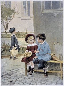 Vrijhandel - aquarel door Geoffroy in "Le Figaro Illustré", mei 1901 door Henri Jules Jean Geoffroy