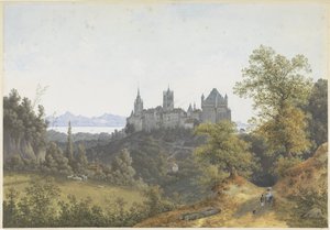 Gezicht op Lausanne, met uitzicht op de burcht en de kathedraal