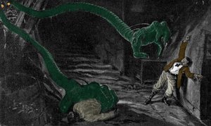 De roman "The War of the Worlds" door H. G. Wells. Illustratie door H. Lanos. Begin van de eeuw door Henri Lanos