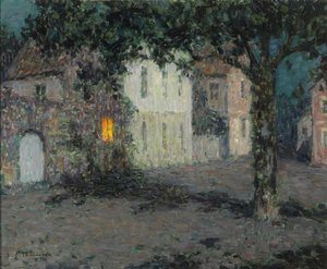 Maanverlichte stadsplein in Cherbourg, ca. 1934 door Henri Le Sidaner