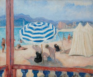 Cannes, blauwe parasol en tenten