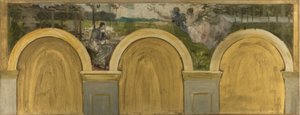 Schets voor de Salon des Sciences in het stadhuis van Parijs: De Kroning van de Wetenschap, tussen 1888 en 1892 door Henri Lerolle