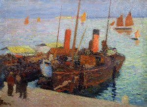 Boten in de baai van St. Malo, ca. 1910 door Henri Martin